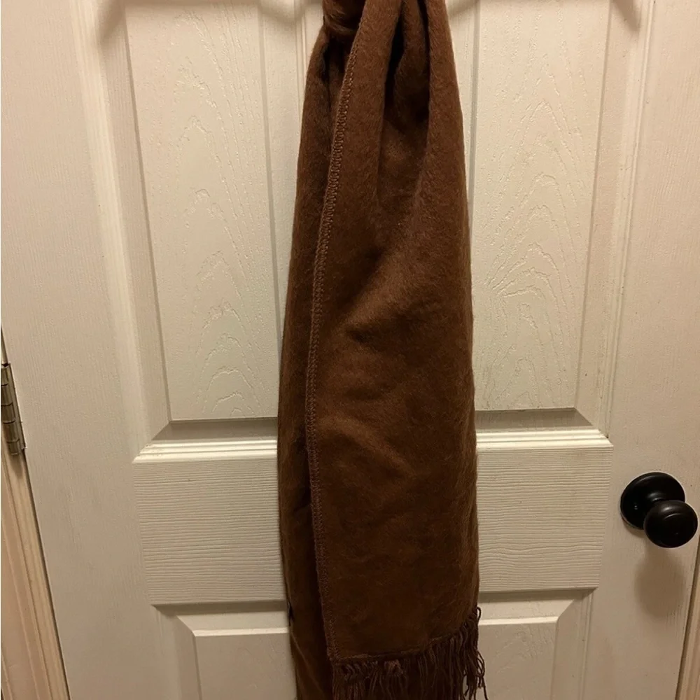 Alpaca Camargo Wool Brown Fringe Scarf